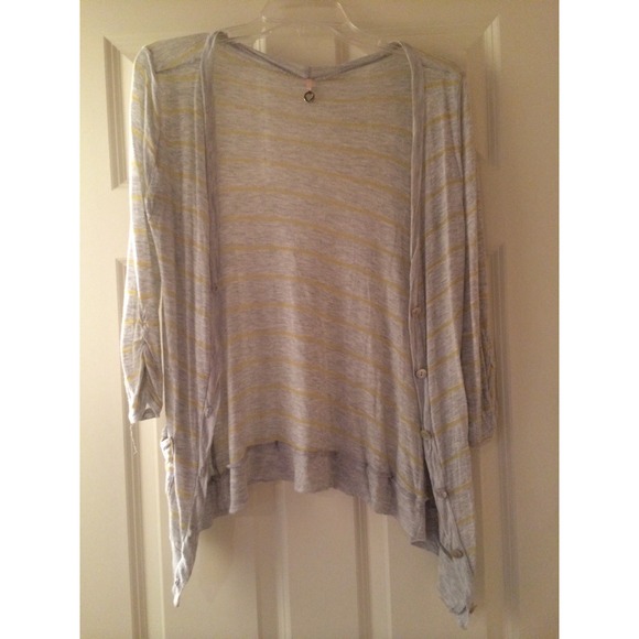 Light grey & yellow striped cardigan