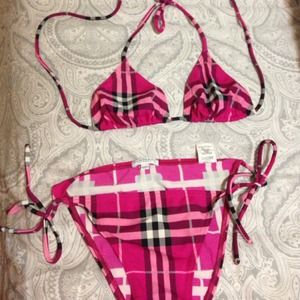 Authentic Burberry pink plaid bikini