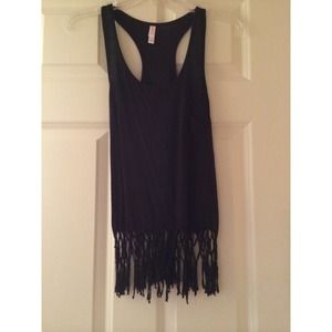 Black tank with fringe