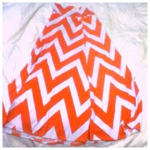 Coral Pink and White Chevron Maxi Skirt
