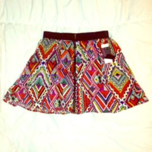 Aztec Tribal Colorful High Waisted Zipper Skirt