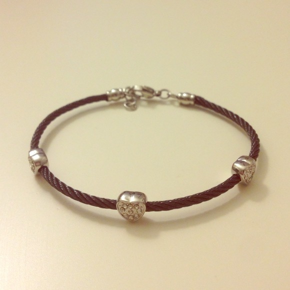 ❌SOLD❌ Mini Silver Heart Black Cable Bracelet