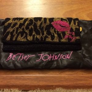 Betsey Johnson Beaded lipstick clutch...