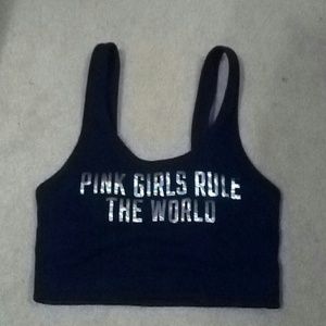 Pink nation black sports bra