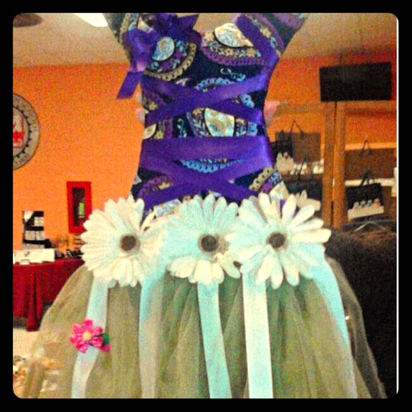 Purple and green hair bow holder