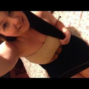 Tan and navy blue strapless dress!