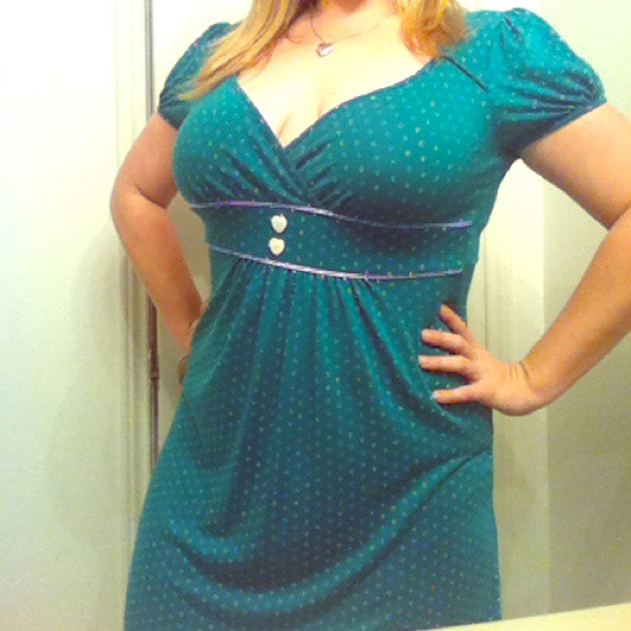 Green and white polka dot Rue 21 dress