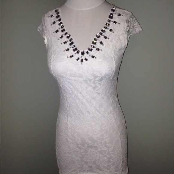✅✅New sexy rhinestone lace body con dress