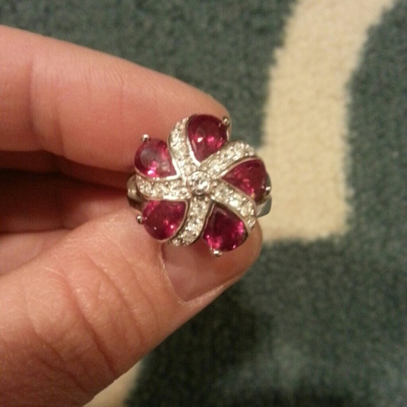 Pink and clear crystal ring