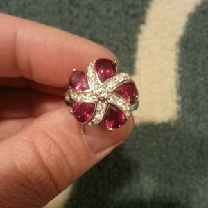 Pink and clear crystal ring