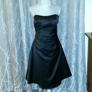 Alfred Angelo Black Satin Strapless Corset Dress
