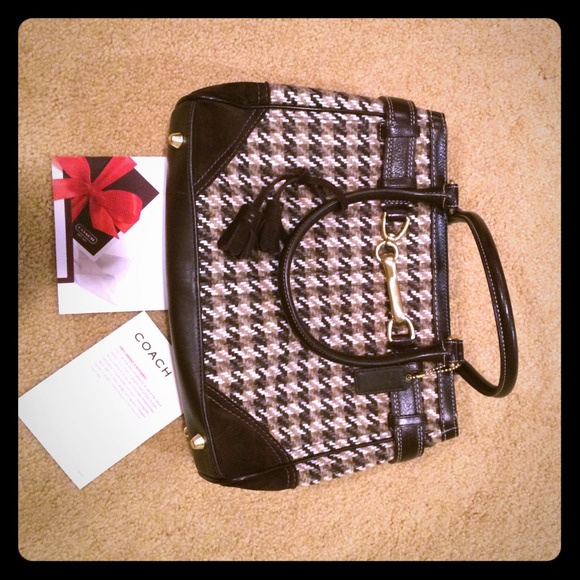 Coach Handbags - "Audrey" rare brown houndstooth Coach Bag