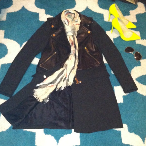 Zara Basic Jackets & Blazers - -*SOLD ON EBAY*- Zara leather and wool biker coat