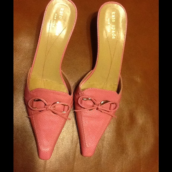 Kate Spade pink leather lizard print mule SZ 7