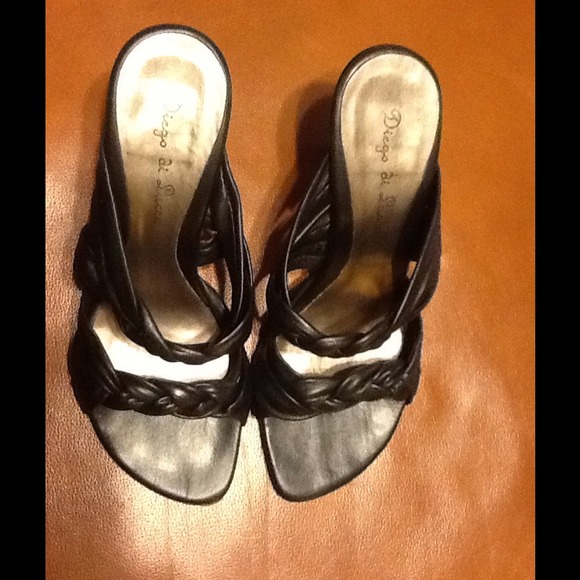 Diego Di Lucca Black leather sandal SZ 6 - Picture 1 of 4