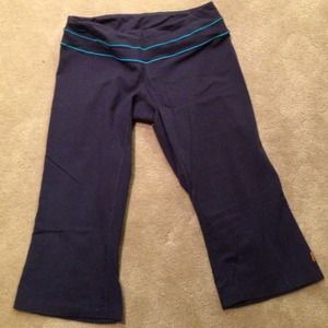 Lucy navy and teal crop flare workout pants
