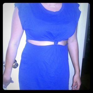 Knotted front royal blue dress
