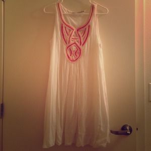 Zara white dress with pink detailing