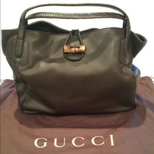 ???GUCCI Bamboo Hip Tote