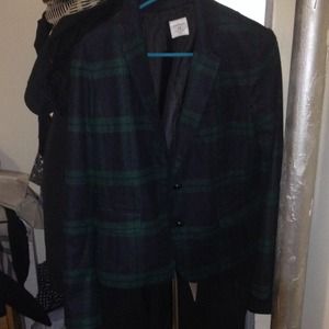 Navy and green plaid Gap blazer