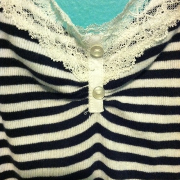 Navy blue & white striped tank top! - Picture 2 of 3