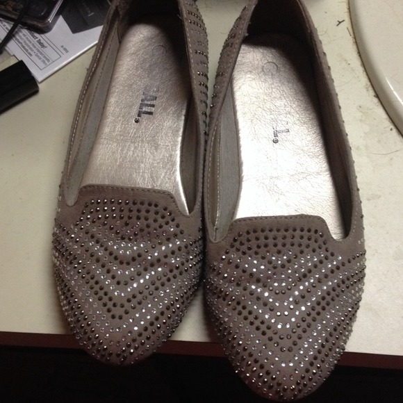 No Call dark grey jeweled shoes.