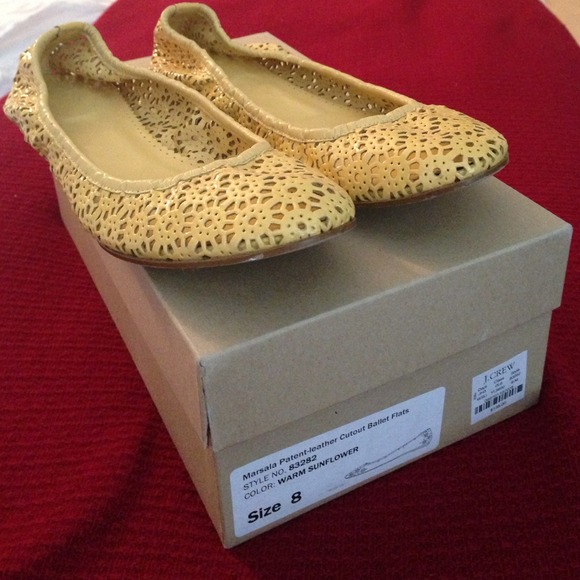 J.CREW yellow patent ballet flats