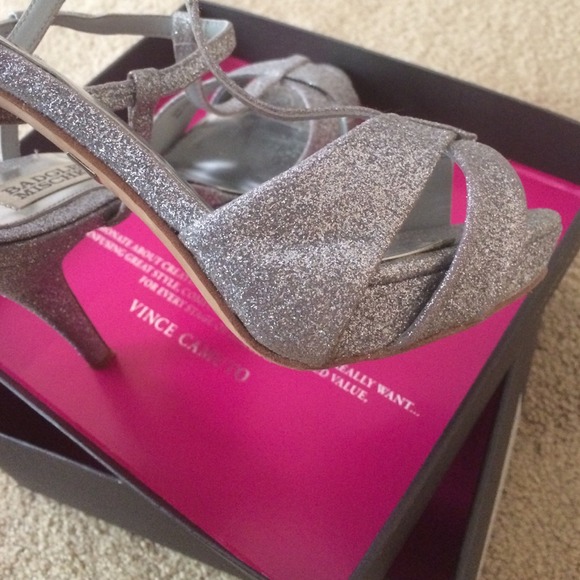 Badgley Mischka “Indigo III” Silver platform | Mercari Badgley Mischka Indigo III Glitter Fabric Platform