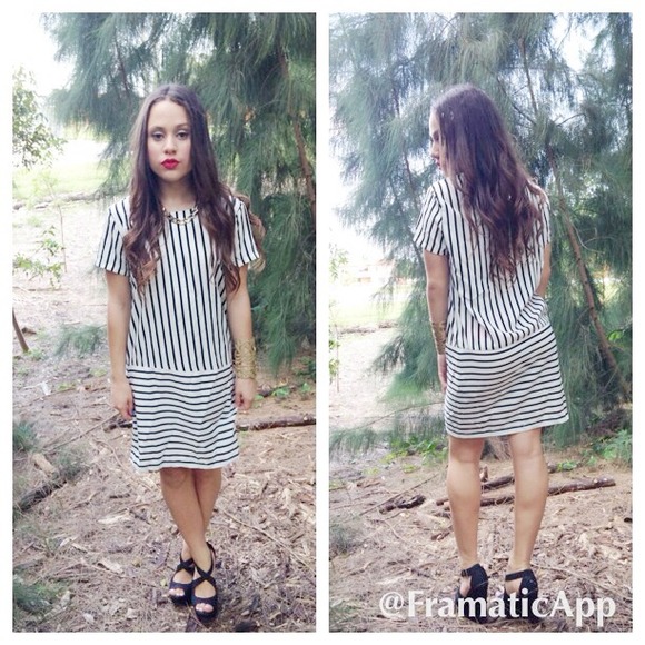 Black and white striped dress