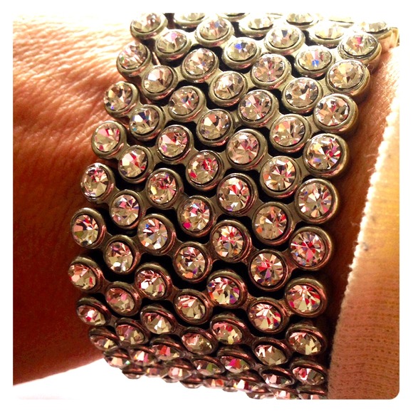 Silver tone diamanté stretch bracelet