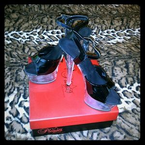 Pleasers: black top & clear bottom