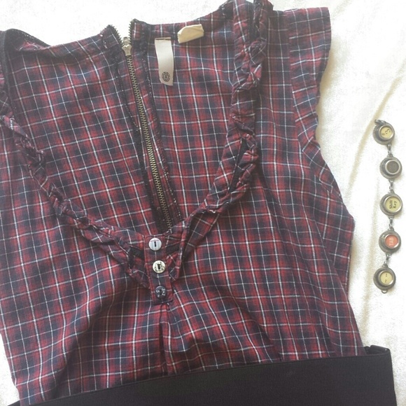 *SOLD* Red and navy plaid dress - Picture 3 of 4