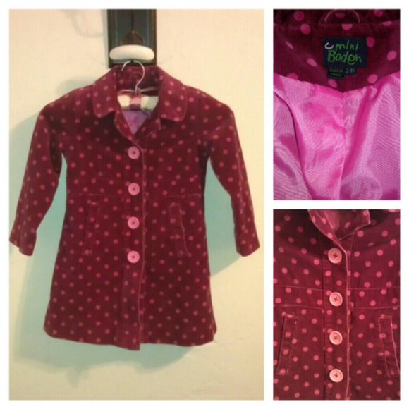 Mini Boden 2-3T velvet polka dot coat/jacket