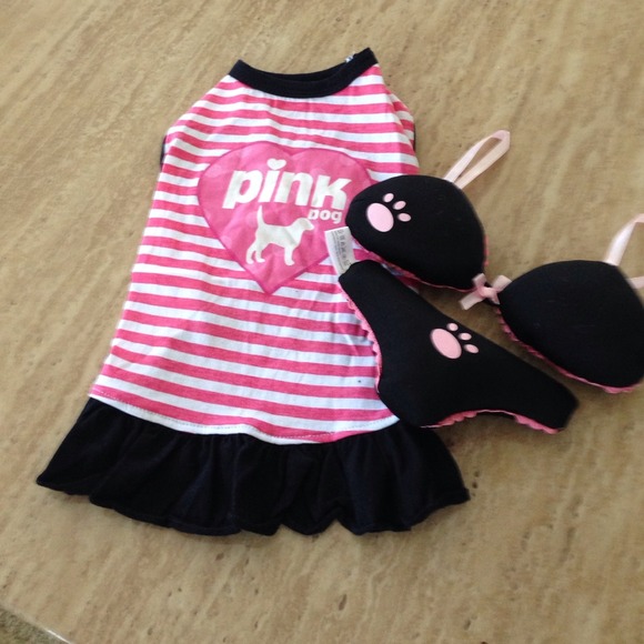 Cute Pink plush dog toy & outfit set