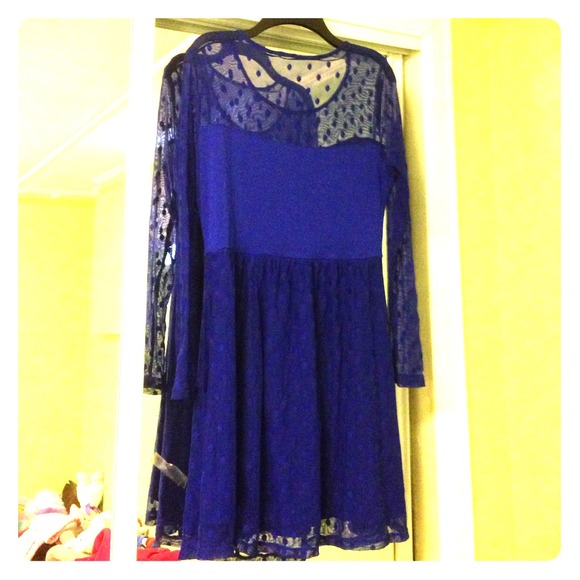 Royal blue polka for mesh dress - Picture 1 of 2