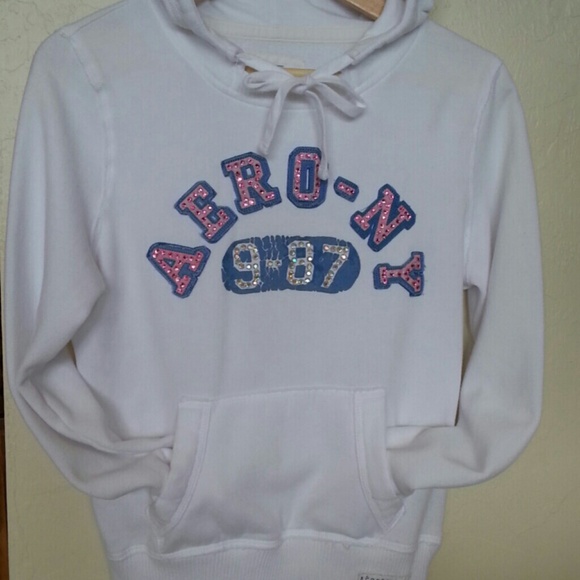 Aeropostale wht bling hoodie like NEW
