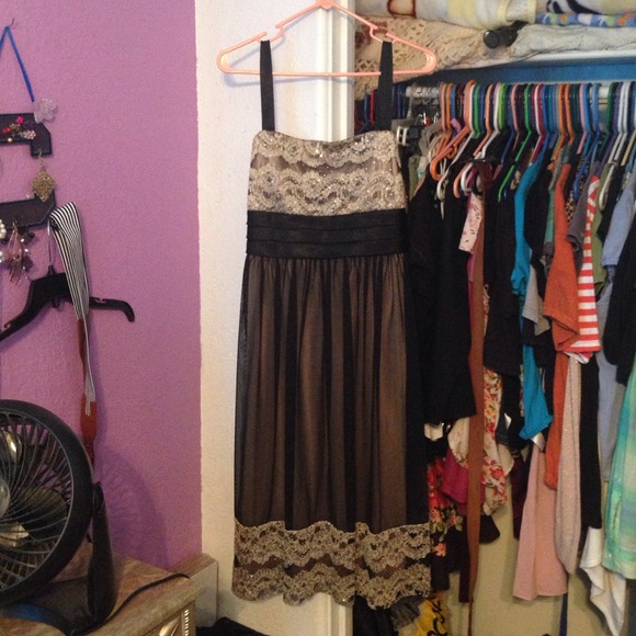 Black dress with gold trim