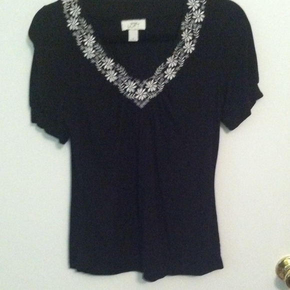 Embroidered black top