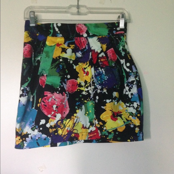 F21 Floral Splatter Skirt