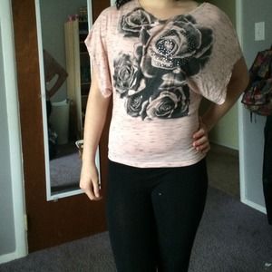 pink & gray flower shirt