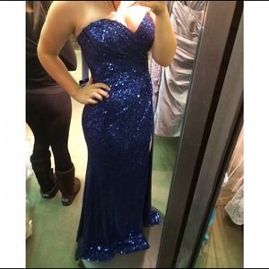 Blue Sparkly Long Prom Dress