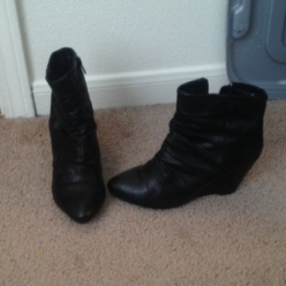 Black wedge ankle boots