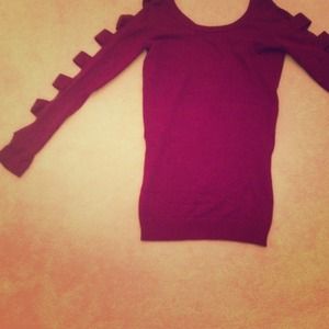 Plum Sweater With Cut-Outs Down The Arms