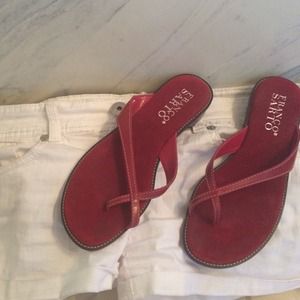 red franco sarto flat sandals