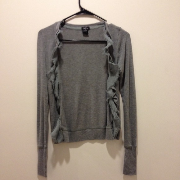 Rue21 grey ruffle cardigan