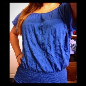 Blue Scrunch Top
