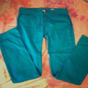 Neon blue skinny jeans