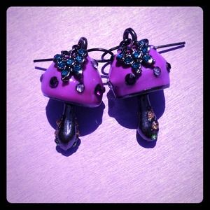 Purple mushroom earrings