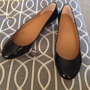 J crew Harper gold heel patent flats