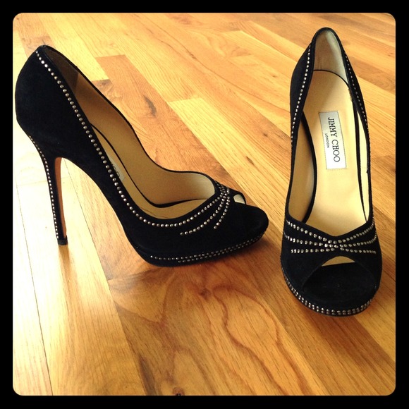 Gorgeous Jimmy Choo studded peep-toe pumps!